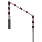 Access barriers | with triangular locking mechanism | swing-back | with top bar | hot-dip galvanized and white coatedwith red reflecting stripes | total width: 1500 mm